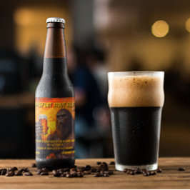 Aanpassen Bigfoot Drink een biertje bij zonsonderg Bier Etiket