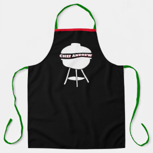Aanpassen Black Chef Naam Monogram Grill Kerstmis Schort