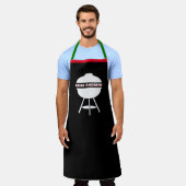 Aanpassen Black Chef Naam Monogram Grill Kerstmis Schort (Gedragen)