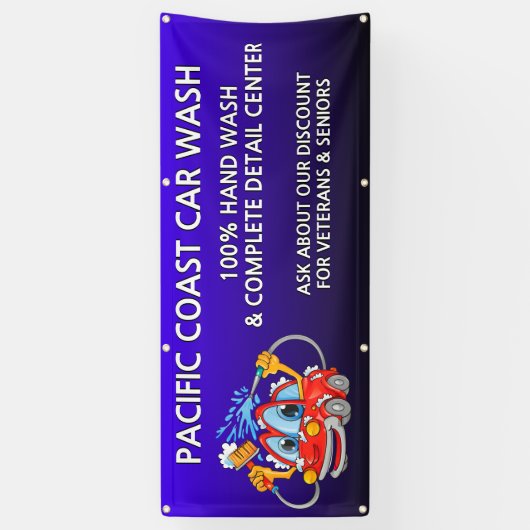 Aanpassen Blauwe Autowas Comical Toon Zakelijk  Spandoek (Verticaal)