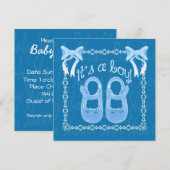 Aanpassen Blauwe baby Boy doucheuitnodiging Kaart (Voorkant / Achterkant)