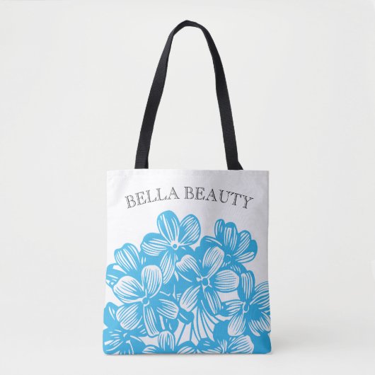 Aanpassen Blauwe Botanische Hydrangea Bloembloesem Tote Bag (Voorkant)
