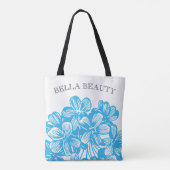 Aanpassen Blauwe Botanische Hydrangea Bloembloesem Tote Bag (Achterkant)