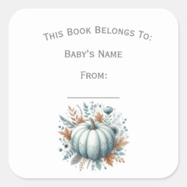 Aanpassen Blue Little Pumpkin Book Bord Vierkante Sticker
