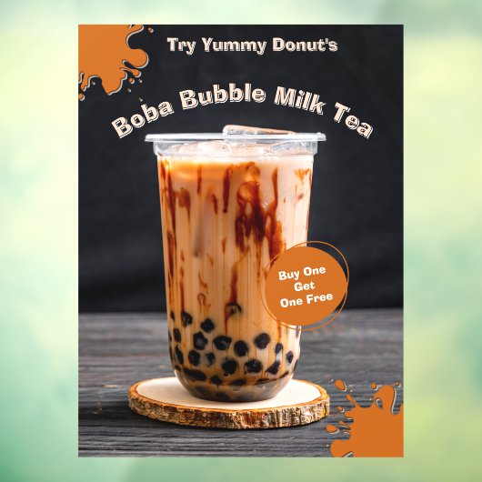 Aanpassen Bubble Boba Tea Donut Shop Promo Raamsticker (Vel 3)