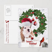 Aanpassen! - Bulldog Puppy Kerstmis versie 2 Feestdagenkaart (Voorkant / Achterkant)