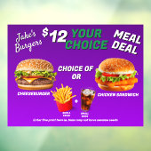 Aanpassen Burger Restaurant Maaltijd Deal Promo Raamsticker (Vel 3)