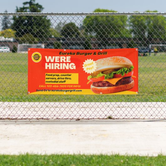 Aanpassen Burger Restaurant We huren nu Spandoek (Insitu)