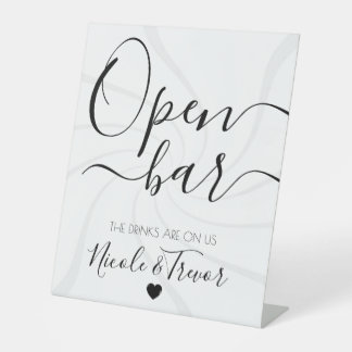 Aanpassen: Calligraphy Hart Retro Open Bar Reclamebord Met Voetstuk