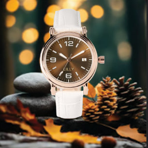 Aanpassen Chic Monogram Girly Gold Metal Horloge