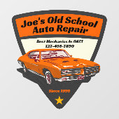 Aanpassen Classic Auto Repair Shop Promo Logo Raamsticker (Vel)