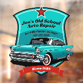 Aanpassen Classic Car Auto Repair Shop Logo 2 Raamsticker (Vel 2)
