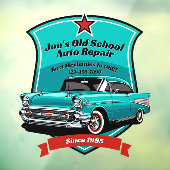 Aanpassen Classic Car Auto Repair Shop Logo 2 Raamsticker (Vel 3)
