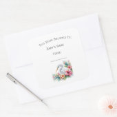 Aanpassen Coastal Egret Book Bord Vierkante Sticker (Envelop)