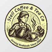 Aanpassen Coffee Shop Woman Barista Generic Raamsticker (Vel)