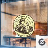 Aanpassen Coffee Shop Woman Barista Generic Raamsticker (Cafe Raam)