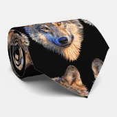 Aanpassen Cool Rood-Zwart Stropdas met Wolf Head (Opgerold)