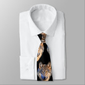 Aanpassen Cool Rood-Zwart Stropdas met Wolf Head (Gebonden)