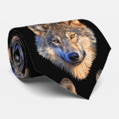 Aanpassen Cool Rood-Zwart Stropdas met Wolf Head (Opgerold)