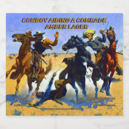 Aanpassen Cowboy Hulp Een Vriend Gedetailleerd Hui Bier Etiket