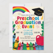 Aanpassen Crayon Rainbow Preschool Graduation Cap Kaart (Voorkant)