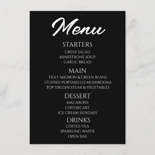 Aanpassen - Creëer Je Eigen Zwarte Menu (Voorkant)