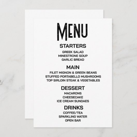 Aanpassen - Creëer Uw eigen aangepaste menu (Voorkant / Achterkant)