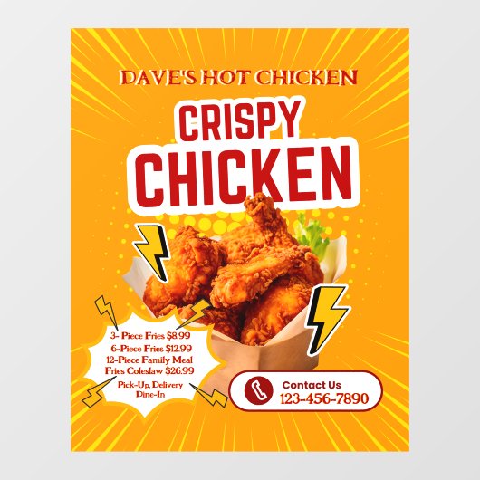 Aanpassen Crispy Chicken Shop Prijs Menu Promo Raamsticker (Vel)