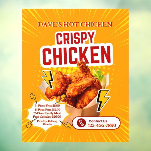 Aanpassen Crispy Chicken Shop Prijs Menu Promo Raamsticker (Vel 3)