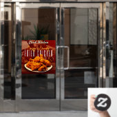 Aanpassen Crispy Crunchy Fried Chicken Promo Raamsticker (Kantoordeur)