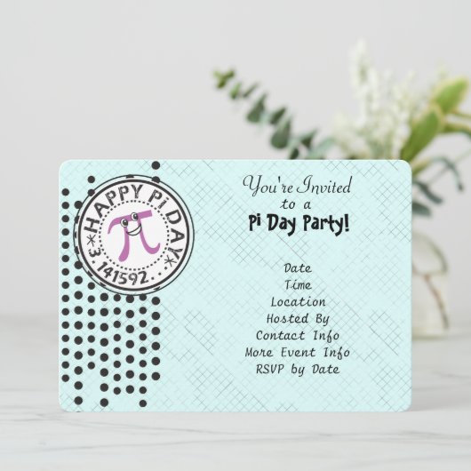 Aanpassen - Cute Polka Dot Happy Pi Day Feestje Kaart (Staand voorkant)
