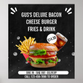 Aanpassen Deluxe Burger Friet Drank Restaurant Med Poster (Voorkant)