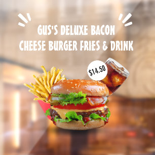 Aanpassen Deluxe Burger Friet Drank Restaurant Sm Raamsticker