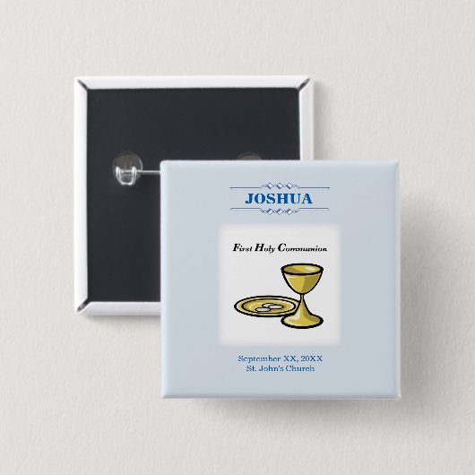 Aanpassen, Eerste communiqué en Bloed Vierkante Button 5,1 Cm (Voorkant /achterkant)