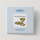 Aanpassen, Eerste communiqué en Bloed Vierkante Button 5,1 Cm (Voorkant)