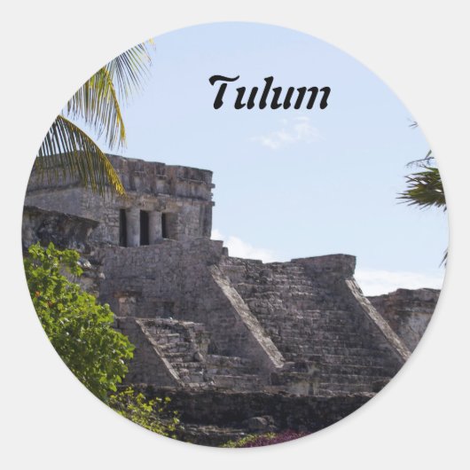 Aanpassen El Castillo de Tulum - Maya ruïnes Ronde Sticker (Voorkant)