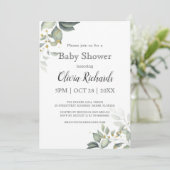 Aanpassen Elegant Greenery Modern Baby shower RSVP Kaart (Staand voorkant)