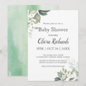 Aanpassen Elegant Greenery Modern Baby shower RSVP Kaart (Voorkant / Achterkant)