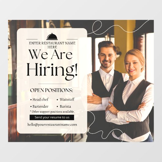 Aanpassen Elegant Restaurant Wij zijn het inhuren  Raamsticker (Vel)