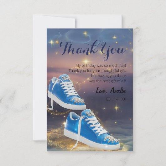 Aanpassen Elegant Verjaardag Sneaker Ball Party Bedankkaart (Voorkant)