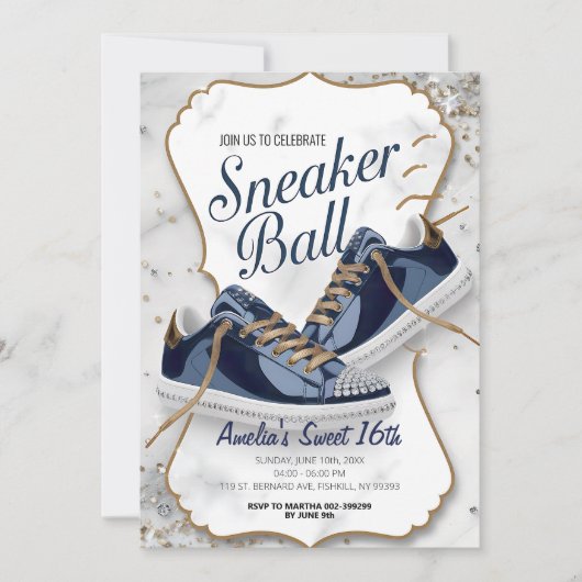 Aanpassen Elegant Verjaardag Sneaker Ball Party Kaart (Voorkant)