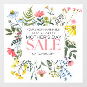 Aanpassen Floral White Moederdag Sale Shop Raamsticker (Vel)