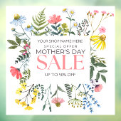 Aanpassen Floral White Moederdag Sale Shop Raamsticker (Vel 3)
