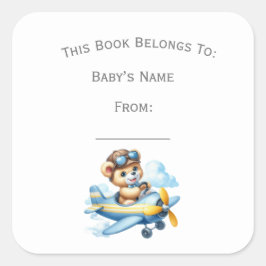 Aanpassen Flying Teddy Bear Book Bord Vierkante Sticker