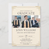 Aanpassen Foto Afstuderen Verjaardag Gold Border Kaart (Voorkant)