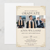 Aanpassen Foto Afstuderen Verjaardag Gold Border Kaart (Voorkant / Achterkant)