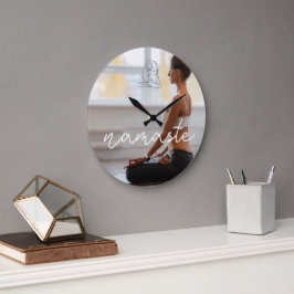 Aanpassen Foto moderne Yoga Namaste Script Clock Grote Klok