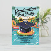 Aanpassen Funny Lively Pool Graduation Party Kaart (Staand voorkant)