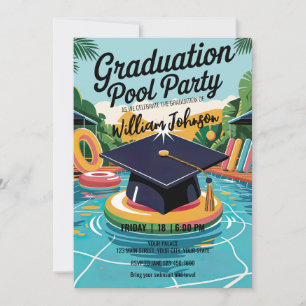 Aanpassen Funny Lively Pool Graduation Party Kaart