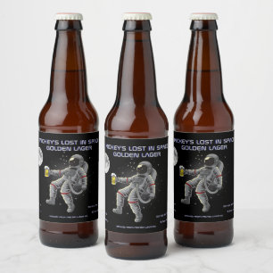 Aanpassen Funny Spaceman Astronaut Verdwaald In De Bier Etiket